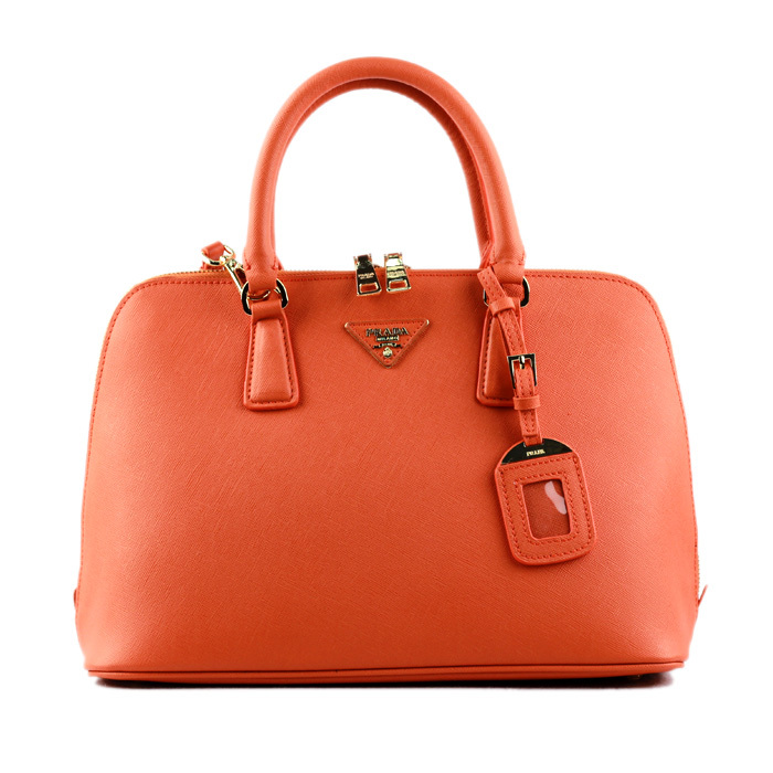 2013 Prada Saffiano Leather 33CM Two Handle Bag 0812 in Orange