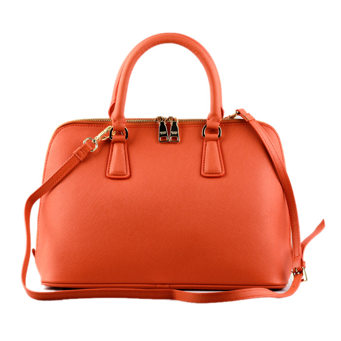 2013 Prada Saffiano Leather 33CM Two Handle Bag 0812 in Orange