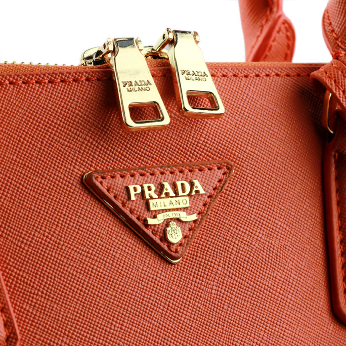 2013 Prada Saffiano Leather 33CM Two Handle Bag 0812 in Orange