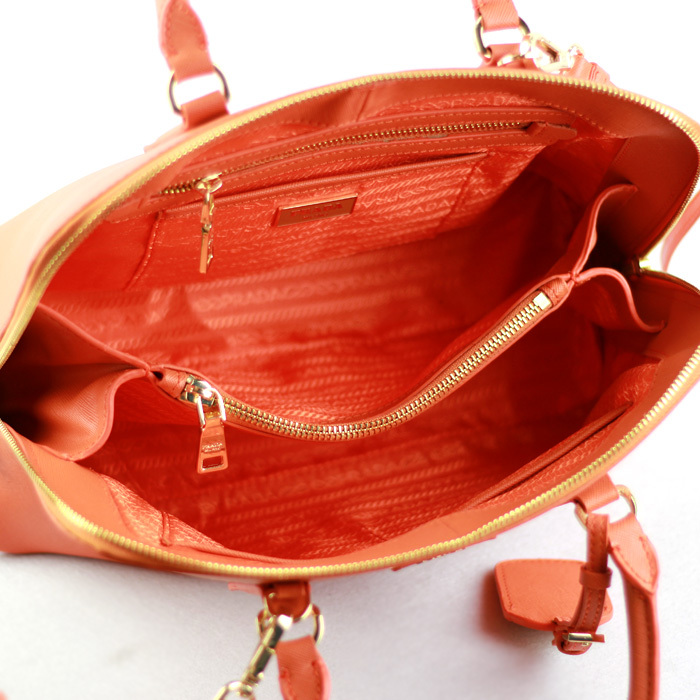 2013 Prada Saffiano Leather 33CM Two Handle Bag 0812 in Orange