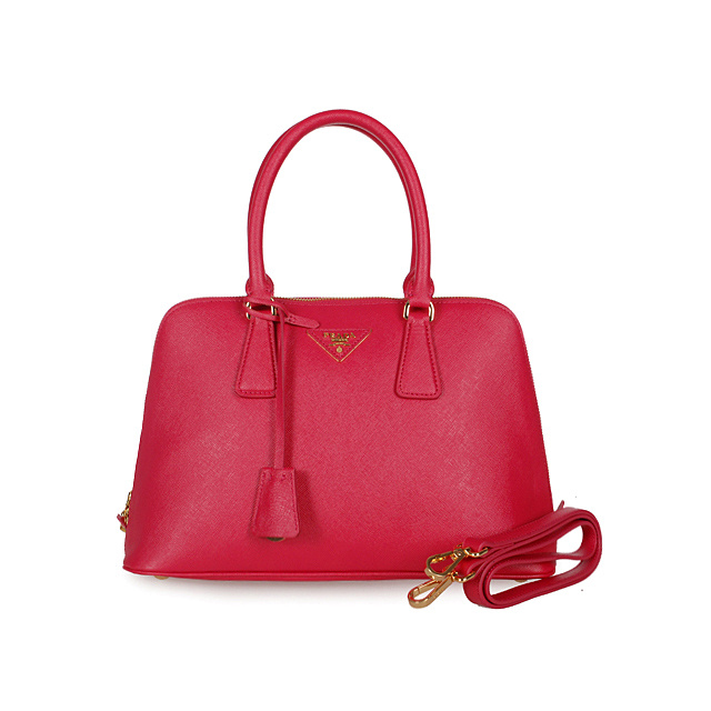 2013 Prada Saffiano Leather 33CM Two Handle Bag 0812 in Rose Red