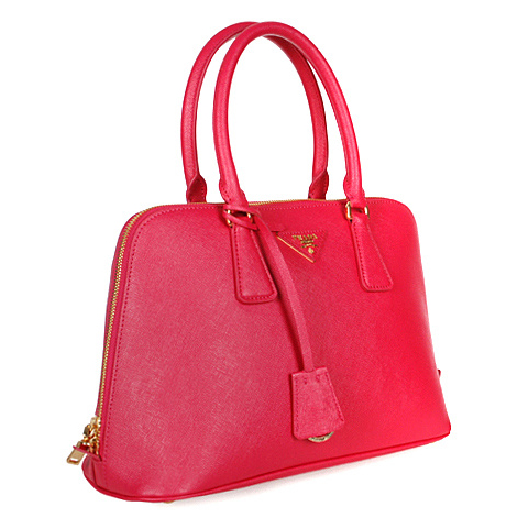 2013 Prada Saffiano Leather 33CM Two Handle Bag 0812 in Rose Red