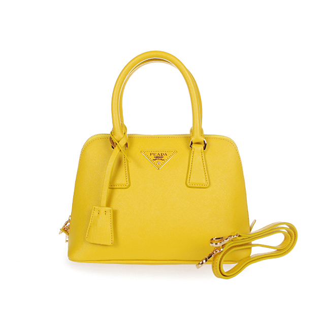 2013 Prada Saffiano Leather 33CM Two Handle Bag 0812 in Yellow