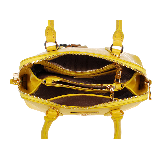 2013 Prada Saffiano Leather 33CM Two Handle Bag 0812 in Yellow