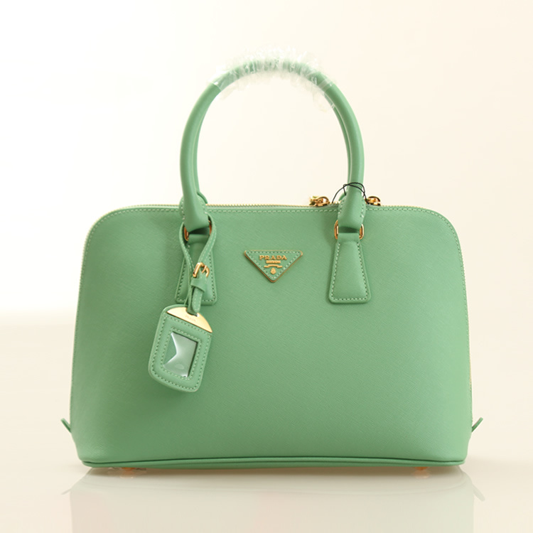 2013 Prada Saffiano Leather 33CM Two Handle Bag 0837 in Apple green