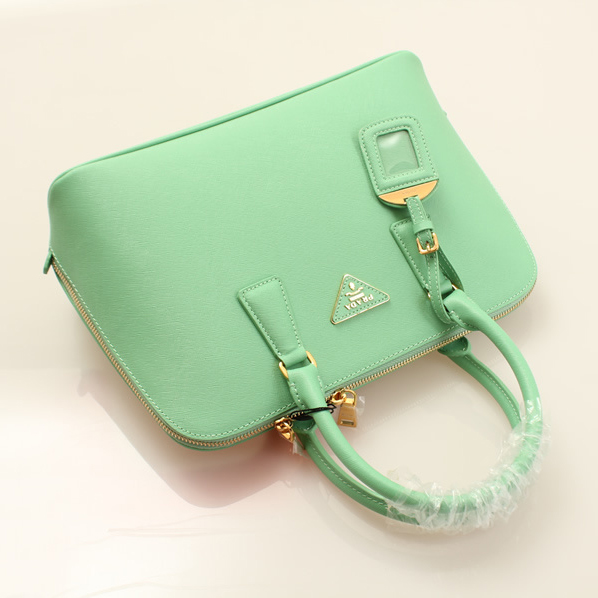 2013 Prada Saffiano Leather 33CM Two Handle Bag 0837 in Apple green