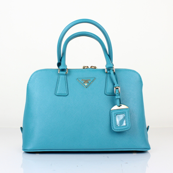 2013 Prada Saffiano Leather 33CM Two Handle Bag 0837 in Lake blue