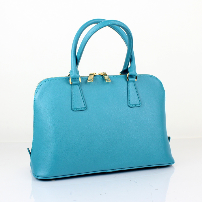 2013 Prada Saffiano Leather 33CM Two Handle Bag 0837 in Lake blue