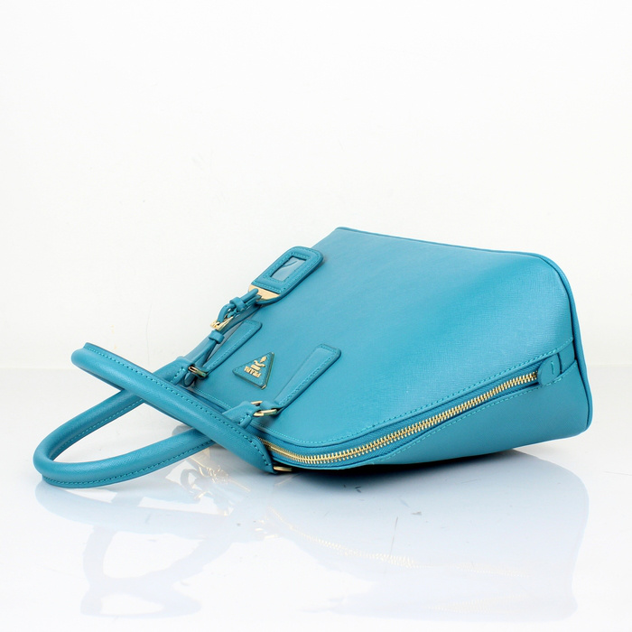 2013 Prada Saffiano Leather 33CM Two Handle Bag 0837 in Lake blue