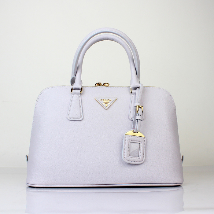 2013 Prada Saffiano Leather 33CM Two Handle Bag 0837 in Light gray