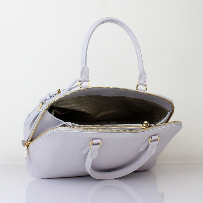 2013 Prada Saffiano Leather 33CM Two Handle Bag 0837 in Light gray