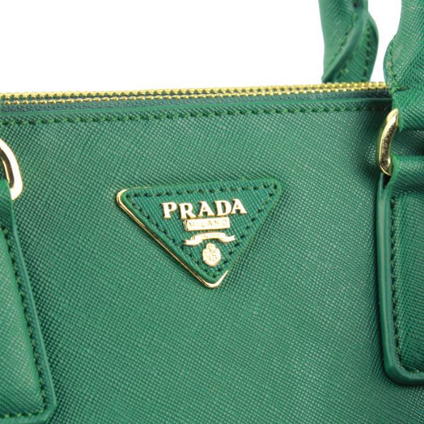 2013 Prada Saffiano Leather Tote Bag 2274 in Black with Green