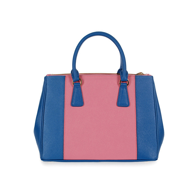 2013 Prada Saffiano Leather Tote Bag 2274 in Cherry pink with Blue