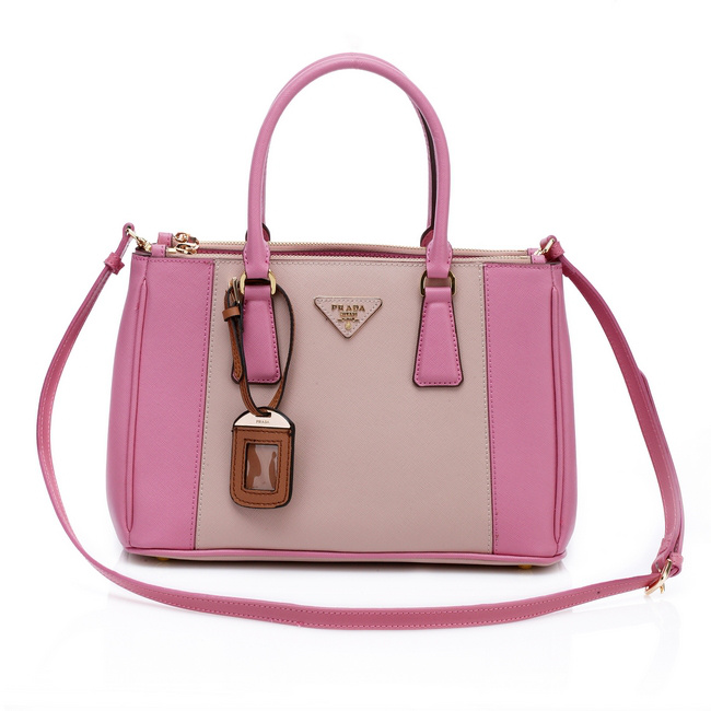 2013 Prada Saffiano Leather Tote Bag 2274 in Cherry pink with Light pink