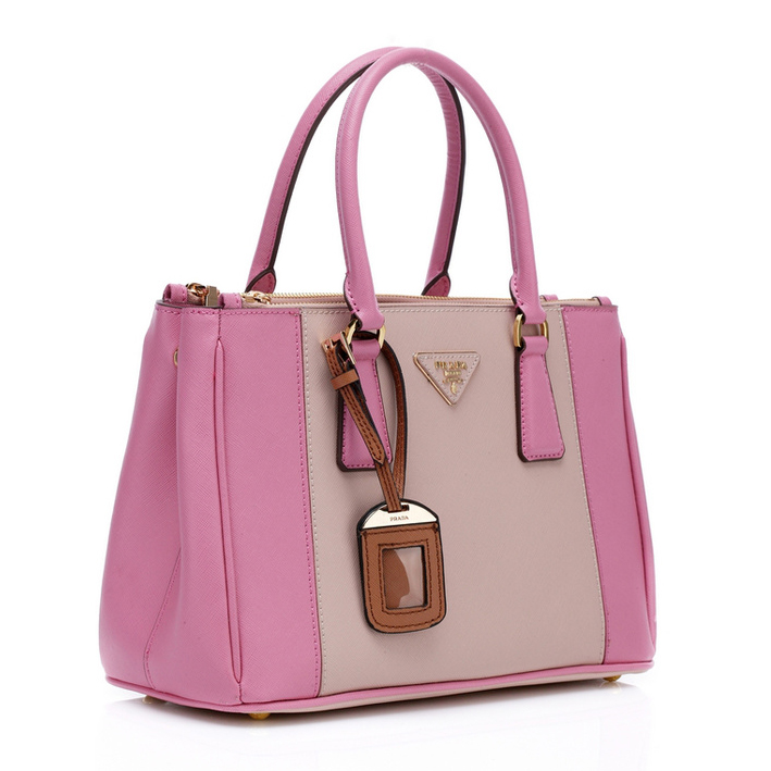 2013 Prada Saffiano Leather Tote Bag 2274 in Cherry pink with Light pink