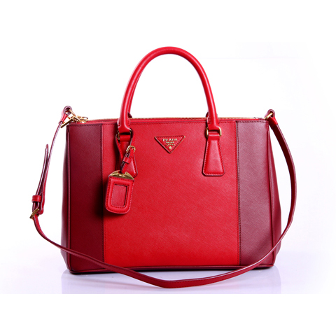 2013 Prada Saffiano Leather Tote Bag 2274 in Claret with Flame