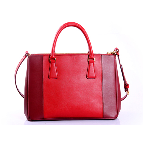 2013 Prada Saffiano Leather Tote Bag 2274 in Claret with Flame