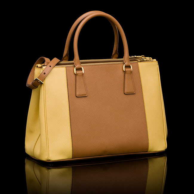 2013 Prada Saffiano Leather Tote Bag 2274 in Lemon yellow with Apricot