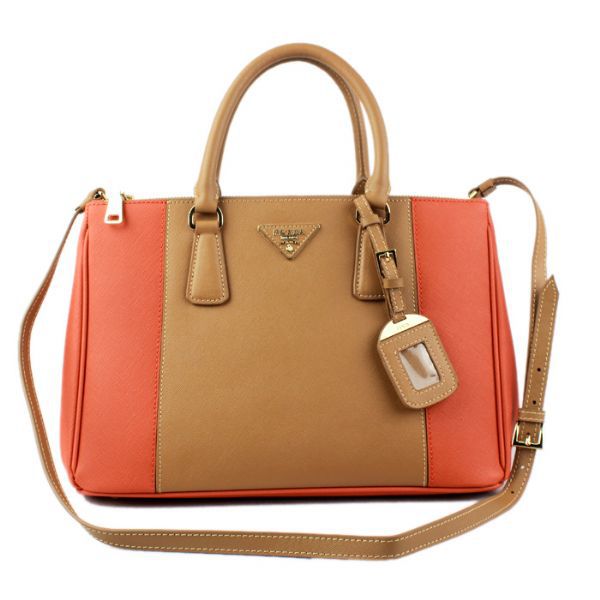 2013 Prada Saffiano Leather Tote Bag 2274 in Orange with Apricot