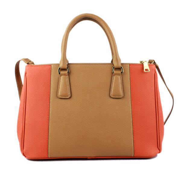 2013 Prada Saffiano Leather Tote Bag 2274 in Orange with Apricot