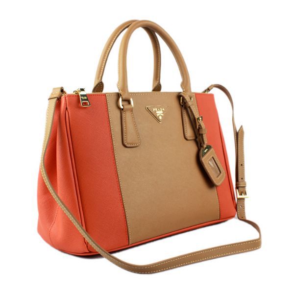 2013 Prada Saffiano Leather Tote Bag 2274 in Orange with Apricot