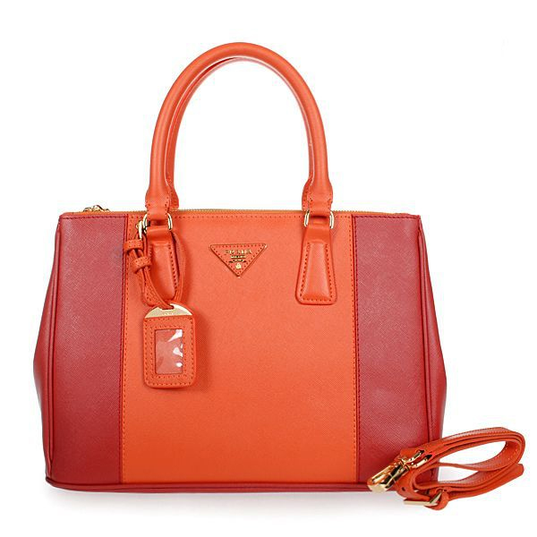 2013 Prada Saffiano Leather Tote Bag 2274 in Orange with Flame