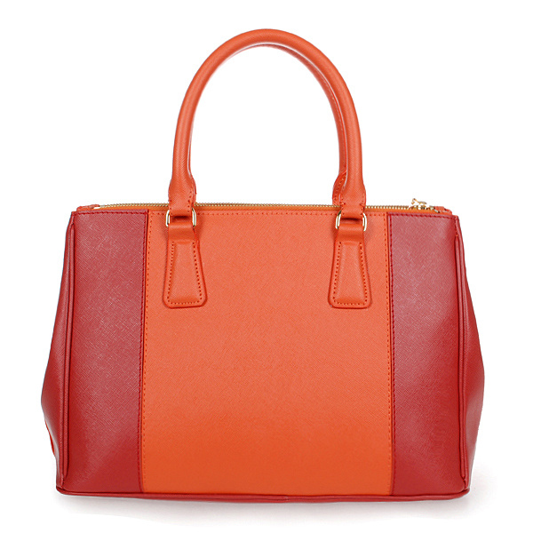 2013 Prada Saffiano Leather Tote Bag 2274 in Orange with Flame