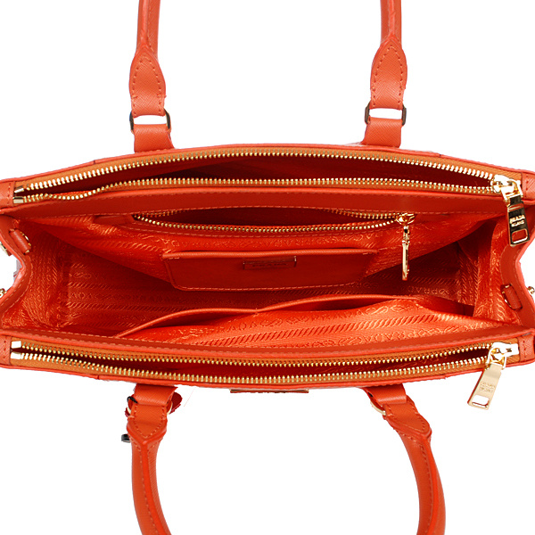 2013 Prada Saffiano Leather Tote Bag 2274 in Orange with Flame