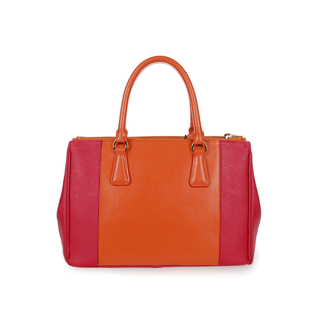 2013 Prada Saffiano Leather Tote Bag 2274 in Orange with Rose red