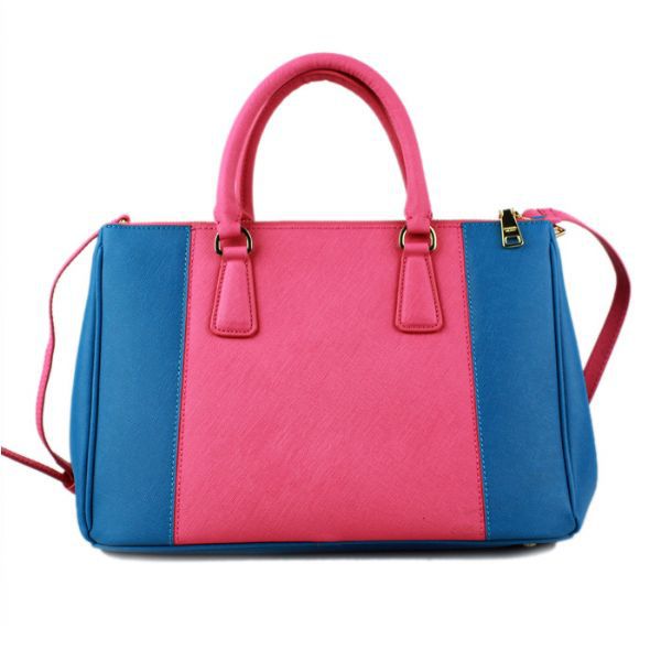 2013 Prada Saffiano Leather Tote Bag 2274 in Peach with Blue