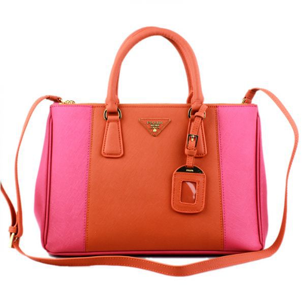 2013 Prada Saffiano Leather Tote Bag 2274 in Peach with Orange