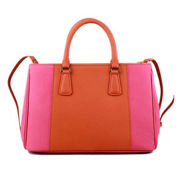 2013 Prada Saffiano Leather Tote Bag 2274 in Peach with Orange