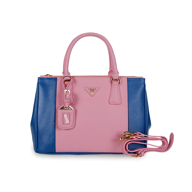 2013 Prada Saffiano Leather Tote Bag 2274 in Pink with RoyalBlue