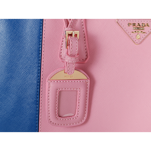 2013 Prada Saffiano Leather Tote Bag 2274 in Pink with RoyalBlue