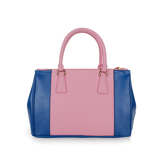 2013 Prada Saffiano Leather Tote Bag 2274 in Pink with RoyalBlue