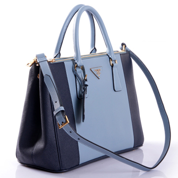 2013 Prada Saffiano Leather Tote Bag 2274 in RoyalBlue with Light Blue