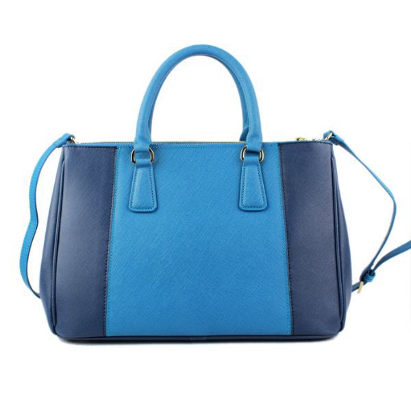 2013 Prada Saffiano Leather Tote Bag 2274 in Skyblue with Dark blue