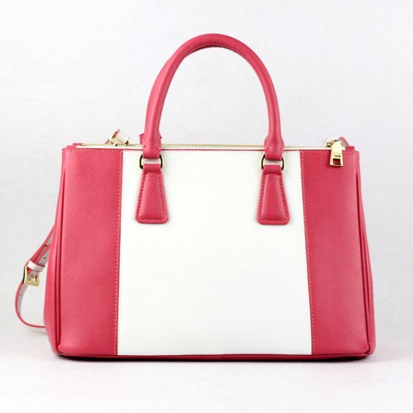 2013 Prada Saffiano Leather Tote Bag 2274 in Watermelon red with White