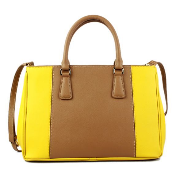 2013 Prada Saffiano Leather Tote Bag 2274 in Yellow with Apricot