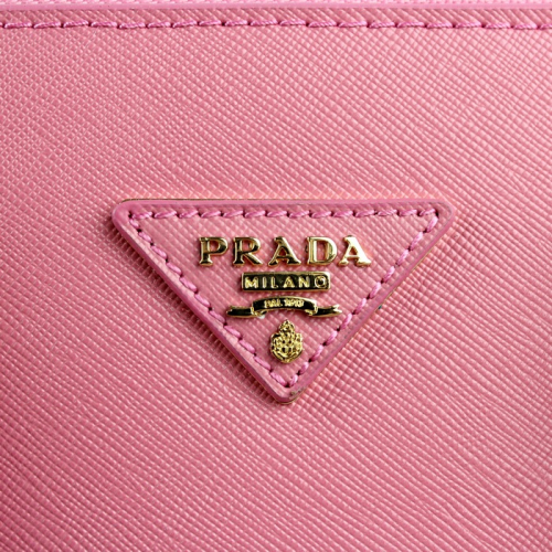 2013 Prada Saffiano Leather Tote Bag 2274 in cherry pink with Peach