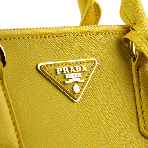 2013 Prada Saffiano Leather Tote Bag 2274 in grass green with lemon yellow