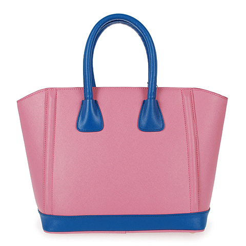 2013 Prada Saffiano Leather Tote Bags in Cherry pink with blue