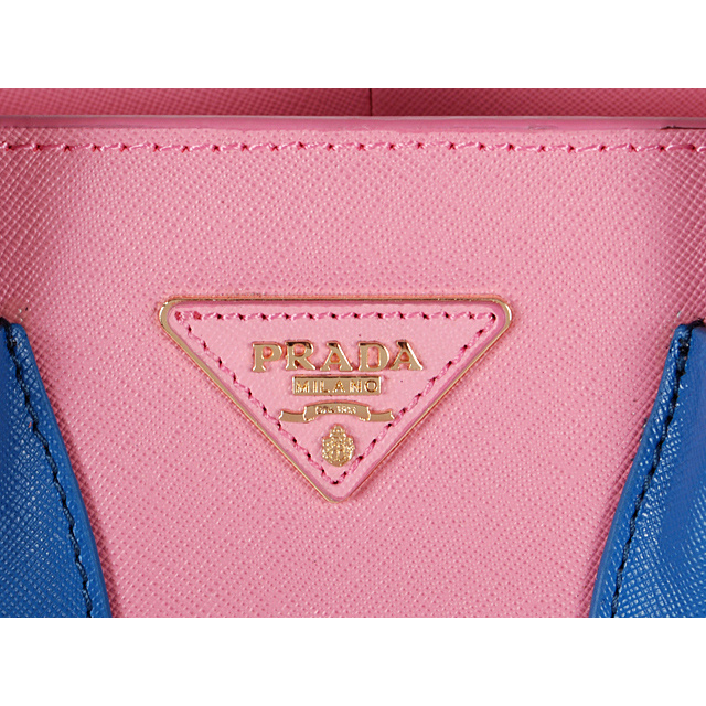 2013 Prada Saffiano Leather Tote Bags in Cherry pink with blue