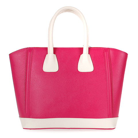 2013 Prada Saffiano Leather Tote Bags in Rose with White