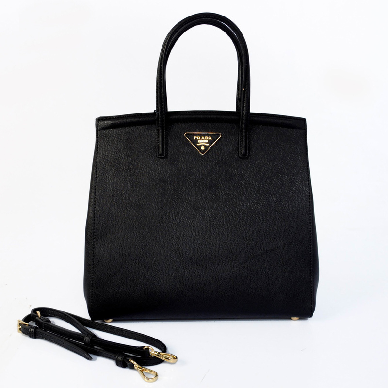 2013 Prada Saffiano Lux Tote Leather Handbag BR2404 in Black