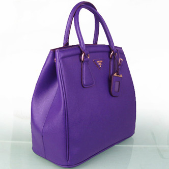 2013 Prada Saffiano Lux Tote Leather Handbag BR2404 in Dark purple