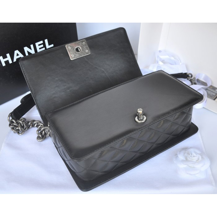 2014 Boy Chanel A67918 Black Flap Shoulder Bag in Original Leather