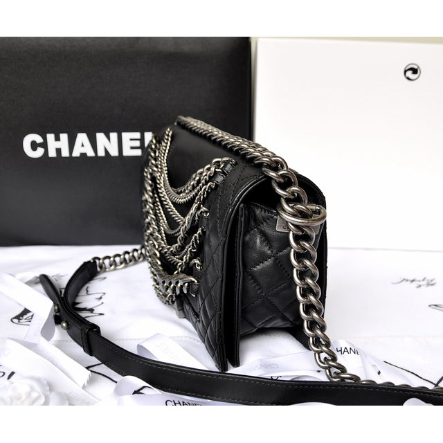 2014 Boy Chanel A67919 Black Flap Shoulder Bag in Original Leather