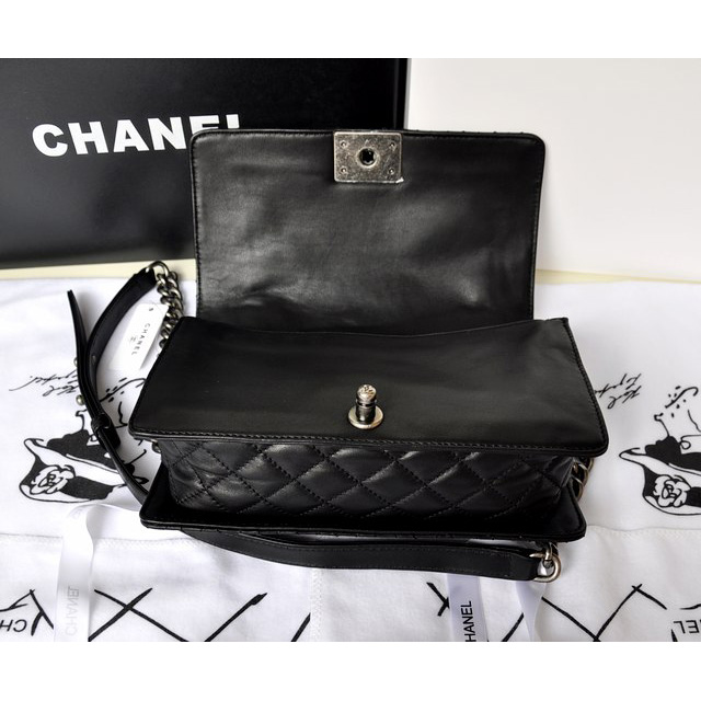 2014 Boy Chanel A67919 Black Flap Shoulder Bag in Original Leather