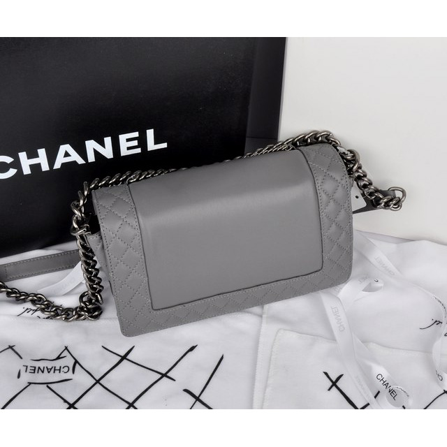 2014 Boy Chanel A67919 Gray Flap Shoulder Bag in Original Leather